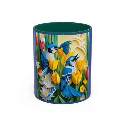 Blue Jays in a Spring Garden Colorful Mugs (11oz, 15oz)