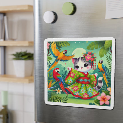 Parrot Dance of the Geisha Kitten Die-Cut Magnets (5 Sizes)