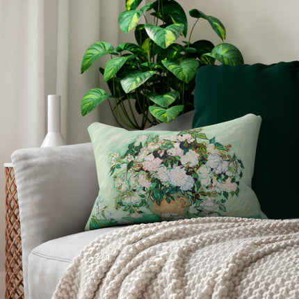 Roses by Vincent Van Gogh Spun Polyester Lumbar Pillow