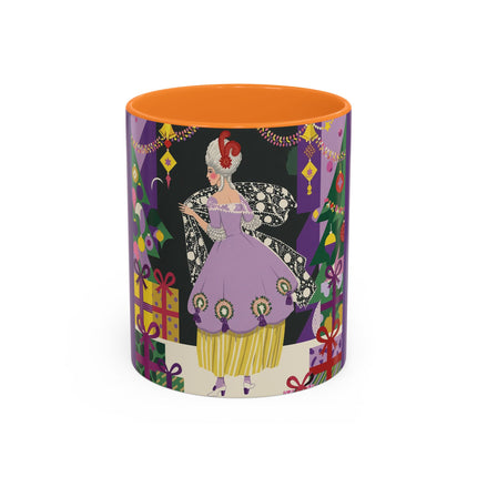 🎁✨ The Lavender Christmas Masquerade Colorful Mug – Art Deco Holiday Fantasy