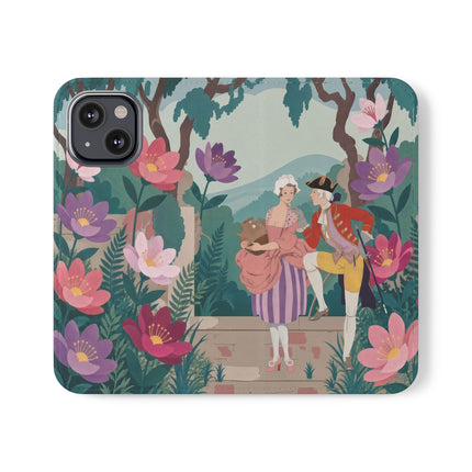 🌺🎭 The Garden Courtship Flip Case – Art Deco Floral Romance