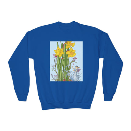 Daffodil Fairy Youth Crewneck Sweatshirt – Springtime Magic & Vintage Charm