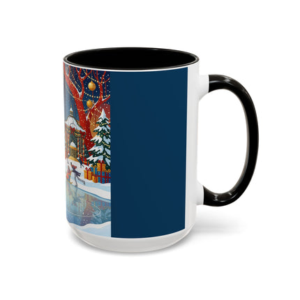 ⛸️🎄 The Christmas Skating Pavilion Colorful Mug – Art Deco Holiday Fantasy
