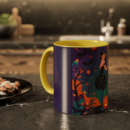 🐈‍⬛🎃 The Midnight Black Cat Masquerade Colorful Mug – Whimsical Halloween Elegance
