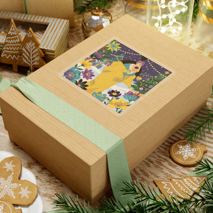 💛🎄 The Lady Of The Golden Christmas Cloak Kiss-Cut Sticker – Art Deco Holiday Fantasy