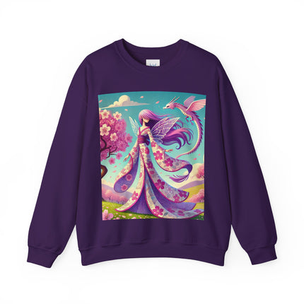 Petals in the Wind: The Kimono Fairy and the Sky Dragon Heavy Blend™ Crewneck Sweatshirt