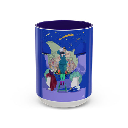 Wishes Beneath the Comet Sky Colorful Mug (11oz, 15oz) – Celestial Magic, Art Deco Elegance & Dreamy Wonder