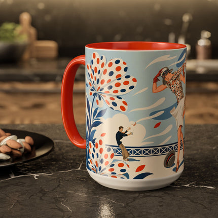 🌼🧡 The Polka Dot Wind Dancer Colorful Mug – Art Deco Fashion Whimsy