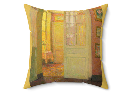 Interior, Window Light by Henri Le Sidaner Spun Polyester Square Pillow