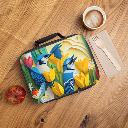 Blue Jays in a Spring Garden Lunch Bag