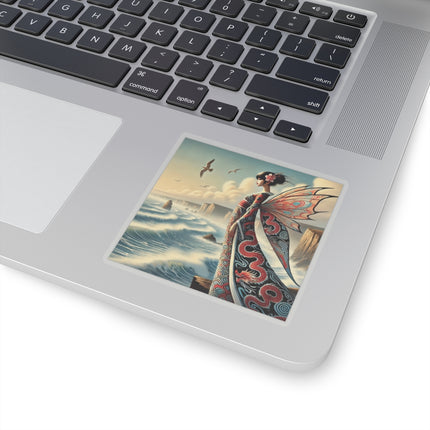 🌊🧚 Coastal Fairy Kiss-Cut Sticker – Serene Grace & Oceanic Magic
