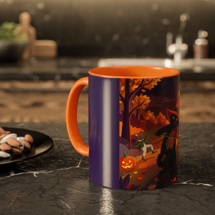 🐈‍⬛🎻 The Black Cat's Moonlit Melody Colorful Mug – Whimsical Halloween Music