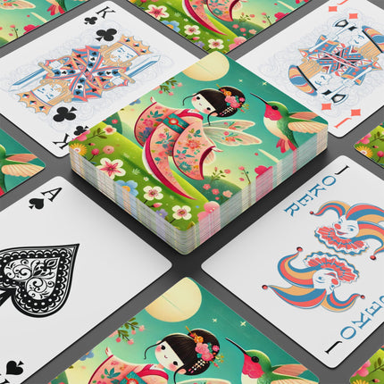 Geisha Fairy and the Hummingbird Blossom Playing Cards