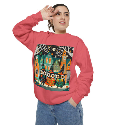 Night of the Trick-or-Treating Owlets Unisex Garment-Dyed Sweatshirt