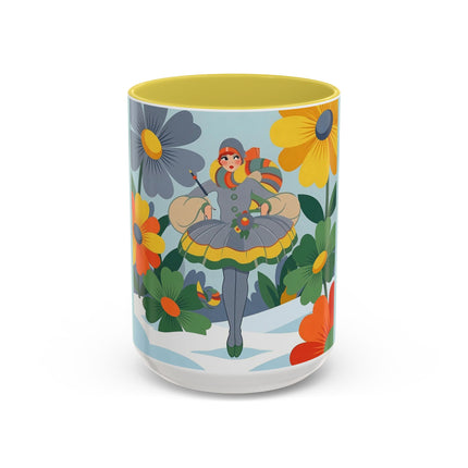 ❄️🌼 The Winter Flower Wanderer Colorful Mug – Colorful Art Deco Snow Fantasy