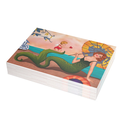 Mermaid with Parasol and Cupid by George Barbier Postcard Bundles (envelopes included)