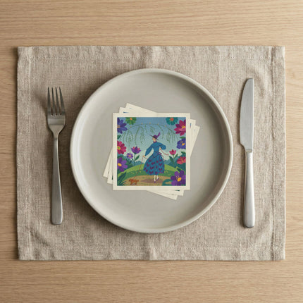 🌸🐕 The Lady Of The Flower Walk Napkins – Art Deco Garden Promenade
