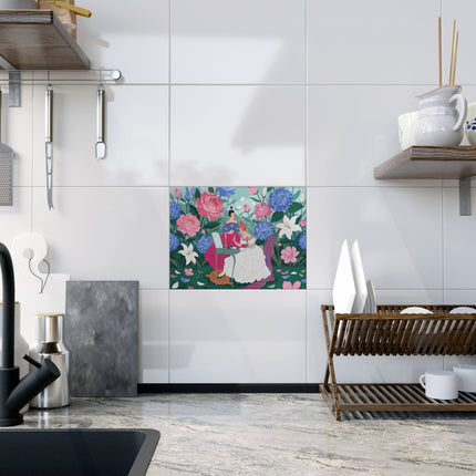 💎🌸 The Lady Of The Jeweled Garden Ceramic Tile – Art Deco Floral Elegance