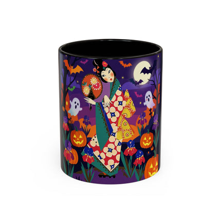 🌙🎃 The Moonlit Garden Masquerade Colorful Mug – Floral Halloween Charm