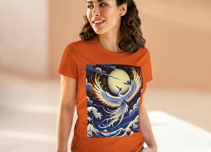 Majestic White Crane Women's Midweight Cotton Tee