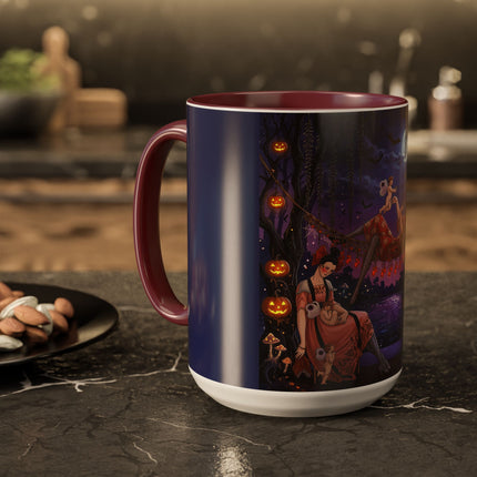 🌙🎃 Moonlit Mischief In The Pumpkin Grove Colorful Mug – Whimsical Halloween Fantasy