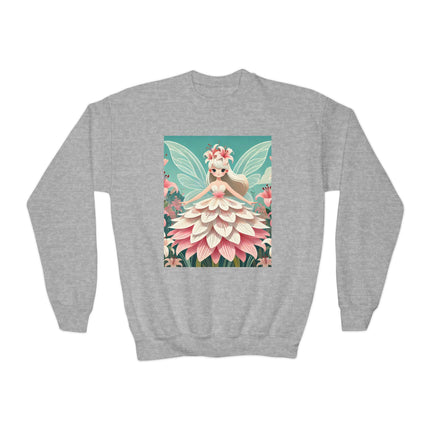 Lily Fairy in Bloom Youth Crewneck Sweatshirt – Grace, Renewal & Gentle Magic