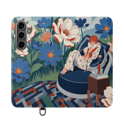 🌺🪞 The Lady Of The Grand Flower Salon Flip Case – Art Deco Floral Elegance