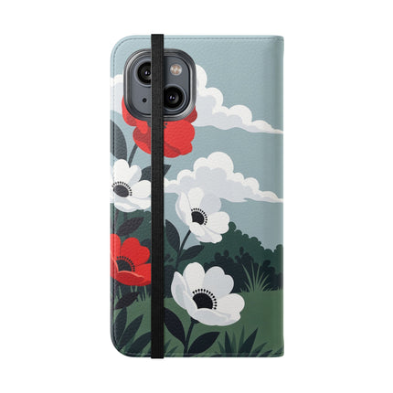 🌺🎩 The Ladies Of The Scarlet Garden Flip Case – Art Deco Floral Adventure