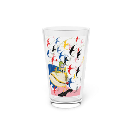 Flight of the Songbirds Pint Glass – Theatrical Whimsy & Colorful Harmony