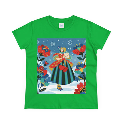 ❤️❄️ The Winter Heart Messenger Cotton Tee – Art Deco Winter Enchantment