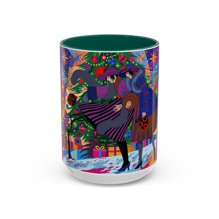 🎄✨ Christmas Among The Twinkling Trees Colorful Mug – Art Deco Holiday Fantasy