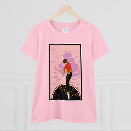 Woman Waiting for her Beloved at 1:59 by Kobayashi Kaichi Women's Midweight Cotton Tee