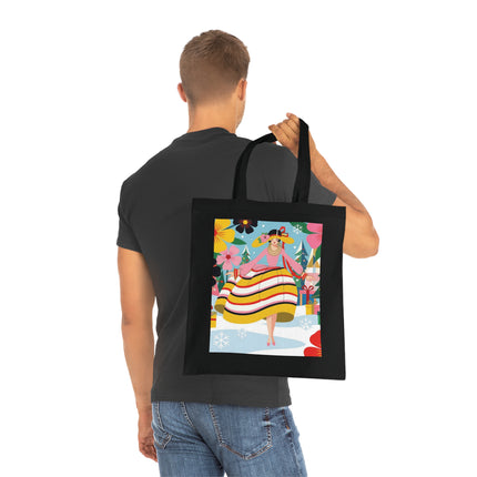 🎄🌸 The Christmas Blossom Belle Cotton Tote Bag – Art Deco Holiday Whimsy