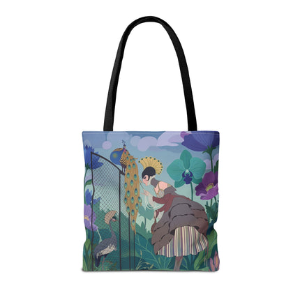🦚🌸 The Lady Of The Peacock Garden Tote Bag – Art Deco Floral Fantasy