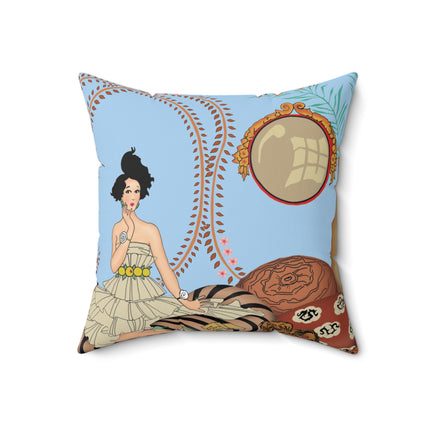 Minuit … ou l’appartement à la mode by George Barbier Spun Polyester Square Pillow