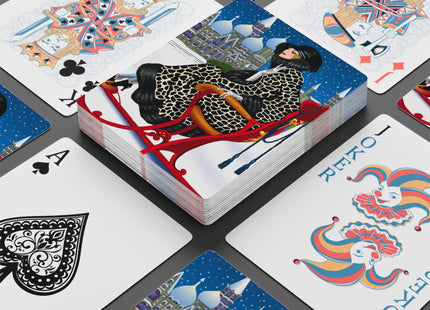 Elegant Winter Woman in Sleigh Playing Cards