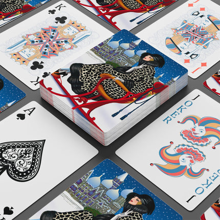 Elegant Winter Woman in Sleigh Playing Cards