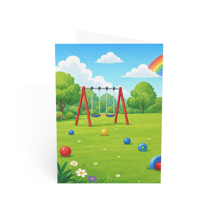 🐊🌈 The Little Crocodile Playground Adventure Greeting Card – Whimsical Animal Adventure