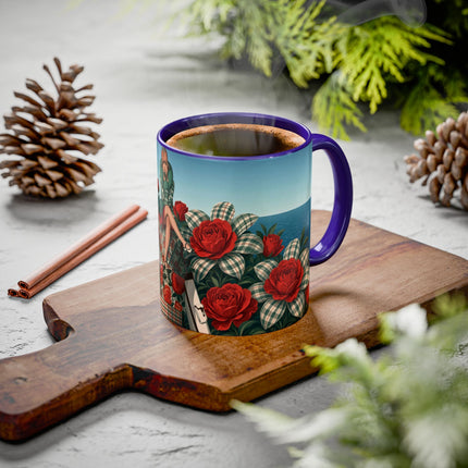 ⛵🌹 The Seaside Rose Traveler Colorful Mug – Art Deco Floral Elegance