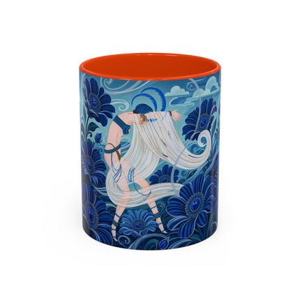 💙🌸 The Sapphire Wind Dancer Colorful Mug – Art Deco Floral Fantasy