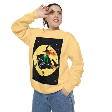 A Witch’s Moonlit Flight Unisex Garment-Dyed Sweatshirt
