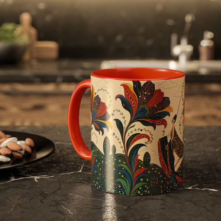 🌺🦋 The Enchanted Floral Voyage Colorful Mug – Art Deco Botanical Whimsy