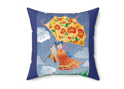 Flight of Blossoms Spun Polyester Square Pillow