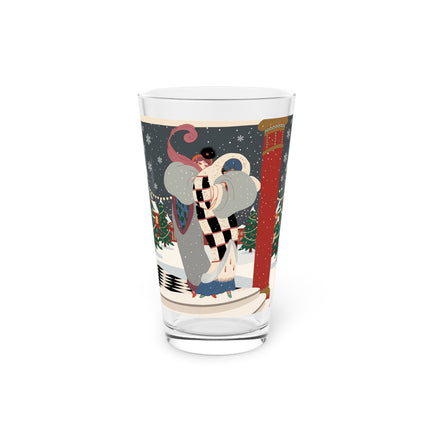 ❄️✨ The Winter Couture Promenade Pint Glass – Art Deco Holiday Elegance