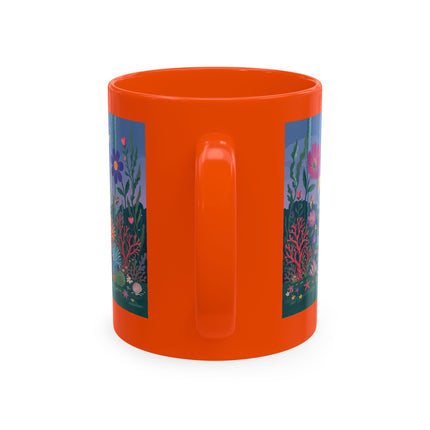 🐠🌸 The Lady Of The Underwater Flower Garden Ceramic Mug – Art Deco Aquatic Whimsy