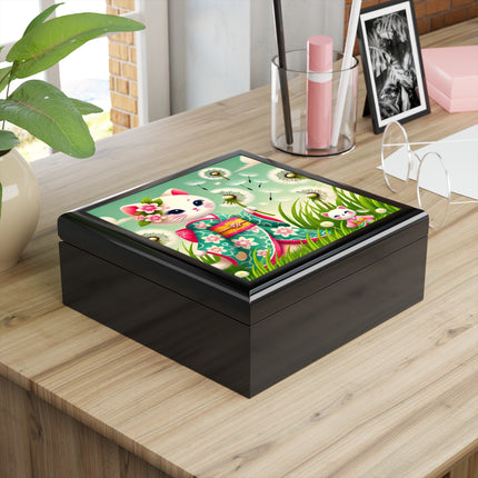 Geisha Kitten and the Dandelion Wish Jewelry Box