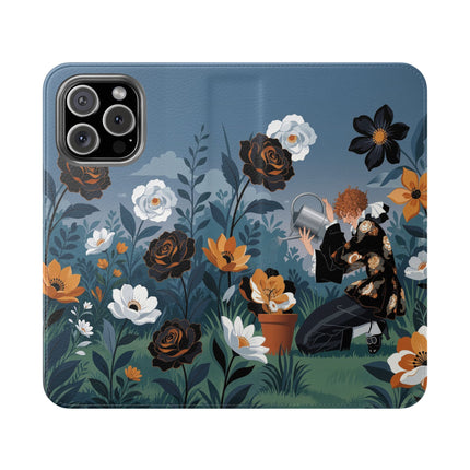 🌹💧 The Midnight Garden Keeper Flip Case – Art Deco Floral Fantasy
