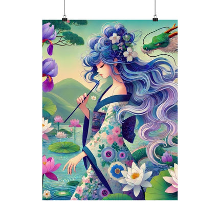 🐉🪷 Fairy of the Koi Pond Matte Vertical Poster – Tranquil Magic & Dragon Grace