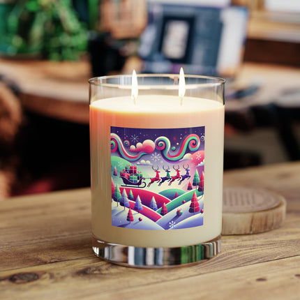 Festive Reindeer Flight Scented Candle - Full Glass, 11oz