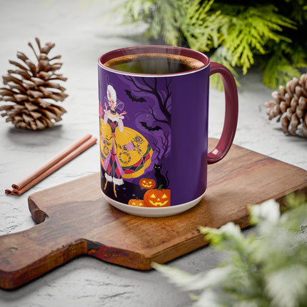 🎭🌹 The Harlequin Rose Masquerade Colorful Mug – Theatrical Halloween Romance